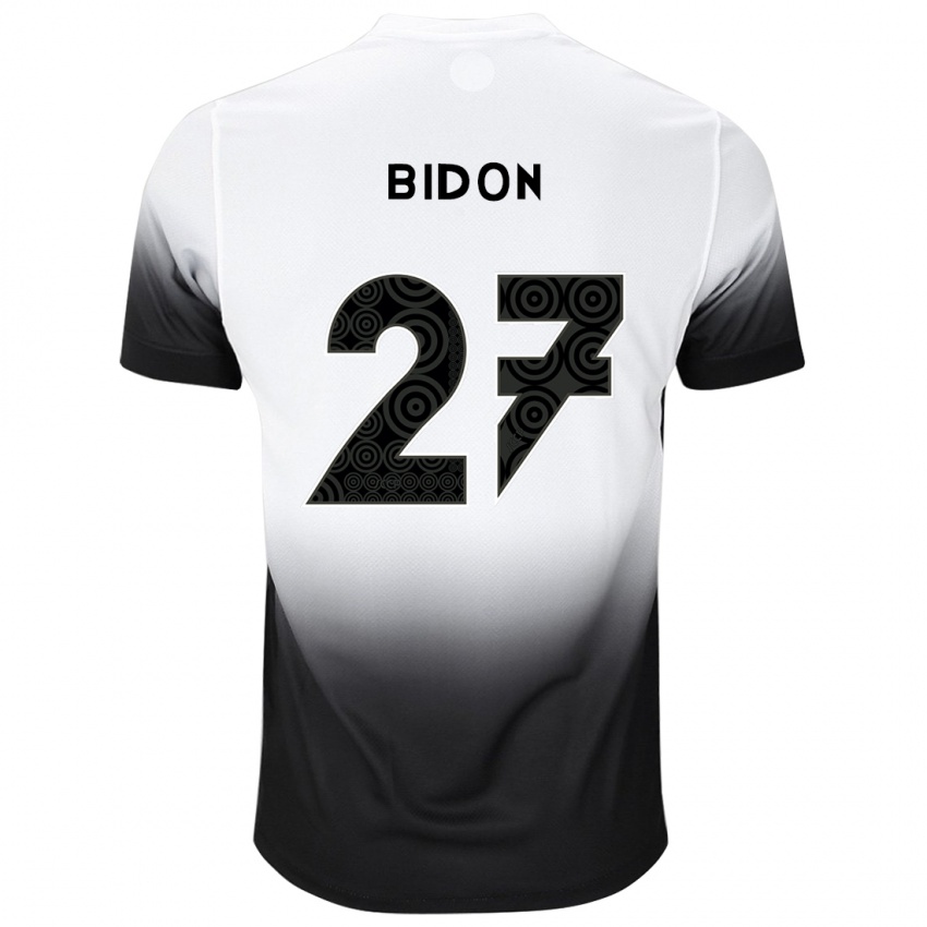 Hombre Camiseta Breno Bidon #27 Blanco Negro 1ª Equipación 2024/25 La Camisa Chile