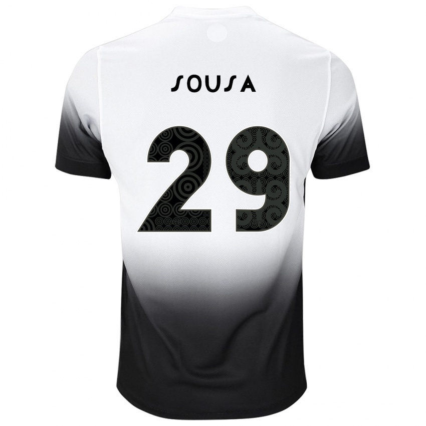 Hombre Camiseta Arthur Sousa #29 Blanco Negro 1ª Equipación 2024/25 La Camisa Chile