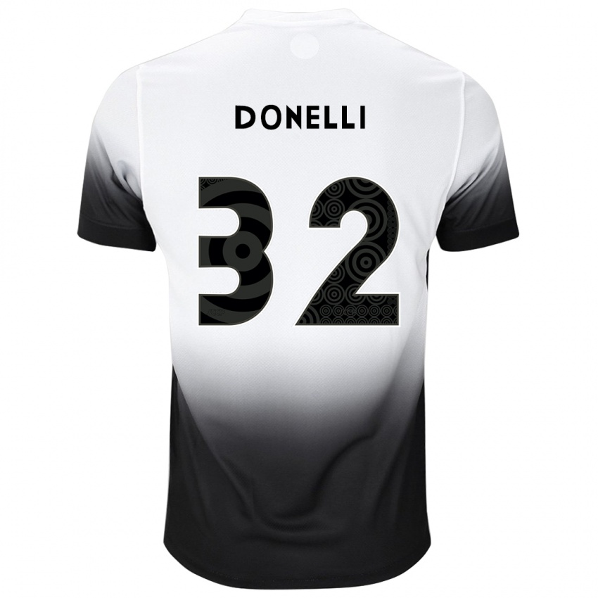 Hombre Camiseta Matheus Donelli #32 Blanco Negro 1ª Equipación 2024/25 La Camisa Chile