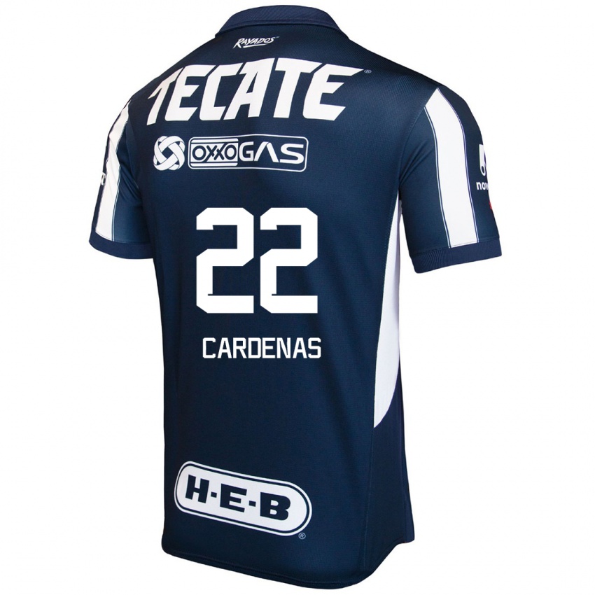 Hombre Camiseta Luis Cardenas #22 Azul Rojo Blanco 1ª Equipación 2024/25 La Camisa Chile