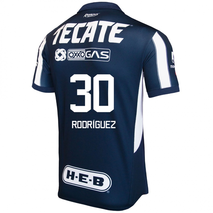 Hombre Camiseta Jorge Rodríguez #30 Azul Rojo Blanco 1ª Equipación 2024/25 La Camisa Chile