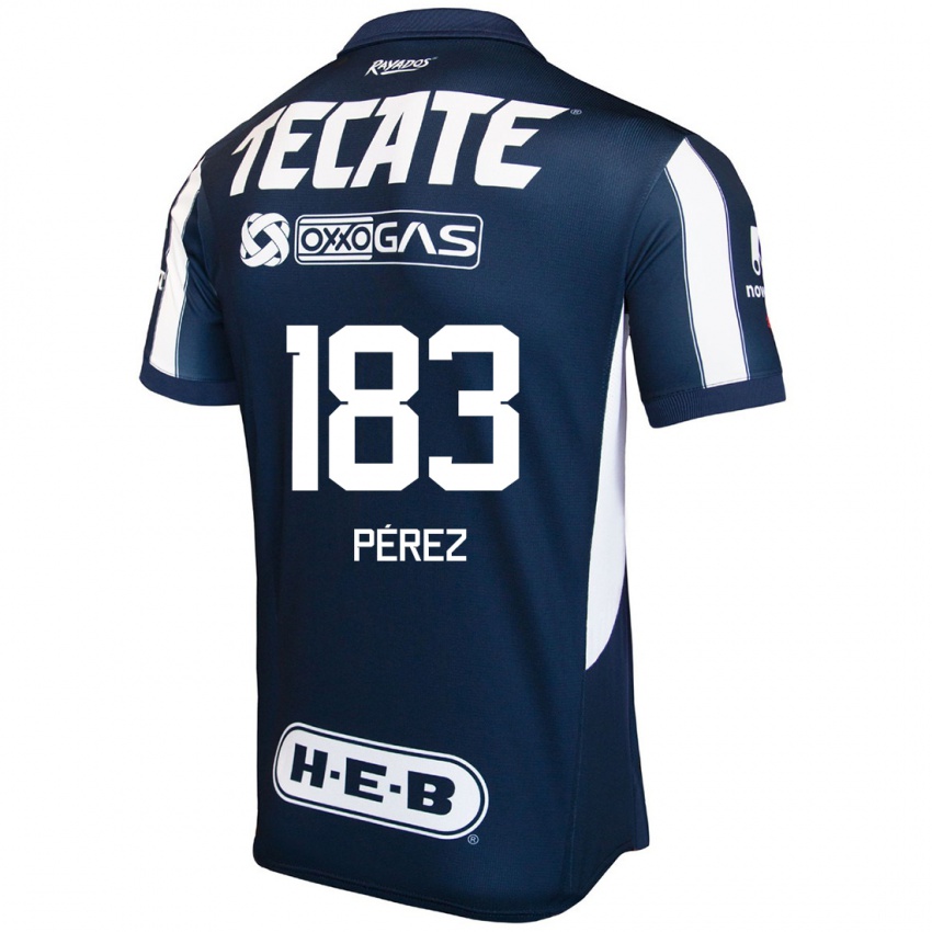 Hombre Camiseta Santiago Perez #183 Azul Rojo Blanco 1ª Equipación 2024/25 La Camisa Chile