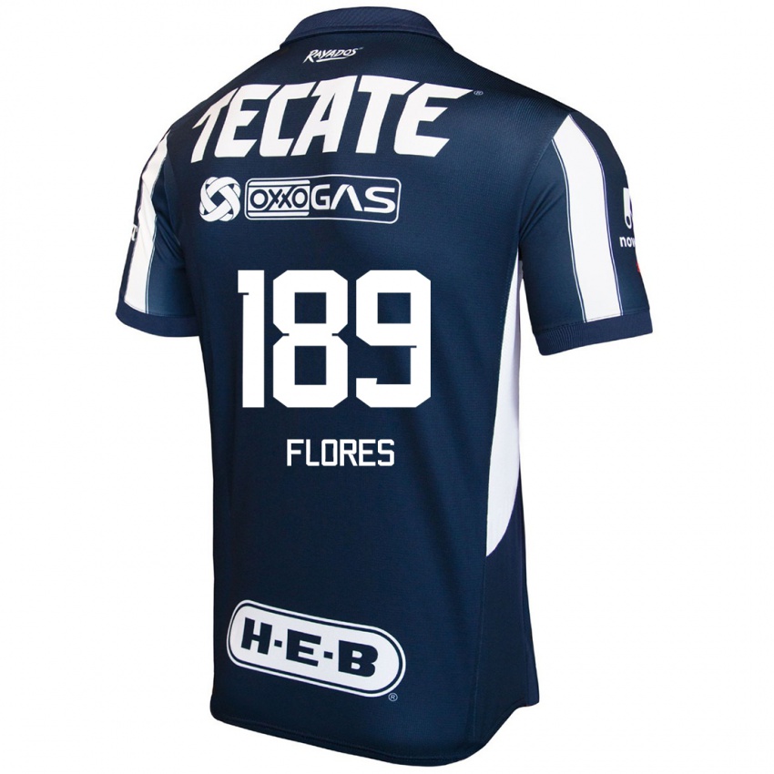 Hombre Camiseta Yael Flores #189 Azul Rojo Blanco 1ª Equipación 2024/25 La Camisa Chile