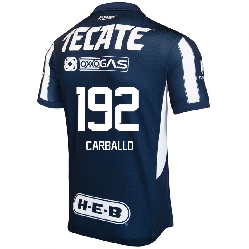 Hombre Camiseta Erick Carballo #192 Azul Rojo Blanco 1ª Equipación 2024/25 La Camisa Chile