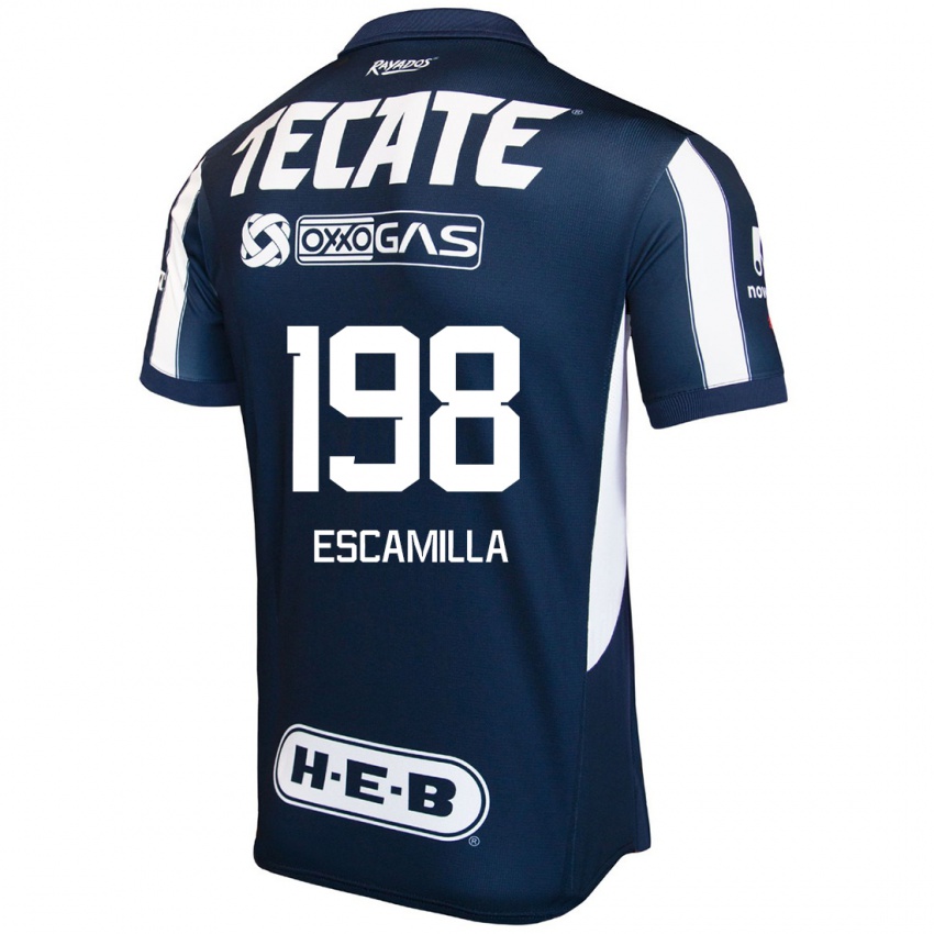 Hombre Camiseta Diego Escamilla #198 Azul Rojo Blanco 1ª Equipación 2024/25 La Camisa Chile