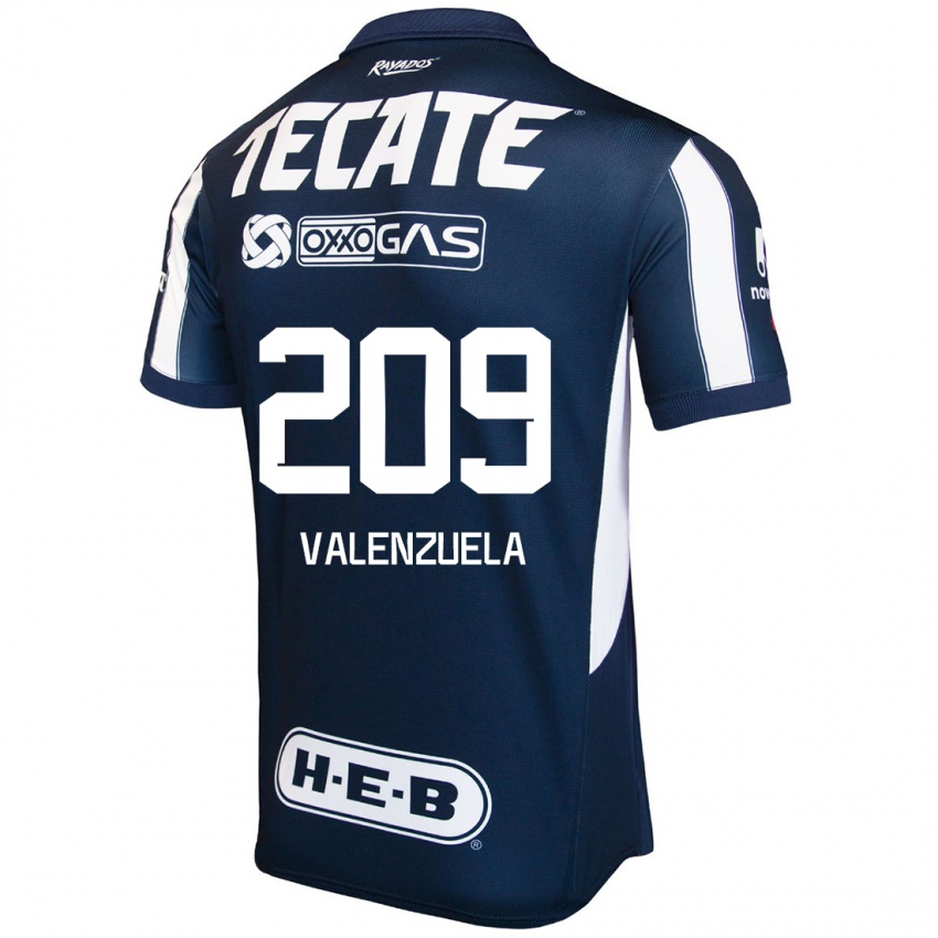 Hombre Camiseta Francisco Valenzuela #209 Azul Rojo Blanco 1ª Equipación 2024/25 La Camisa Chile