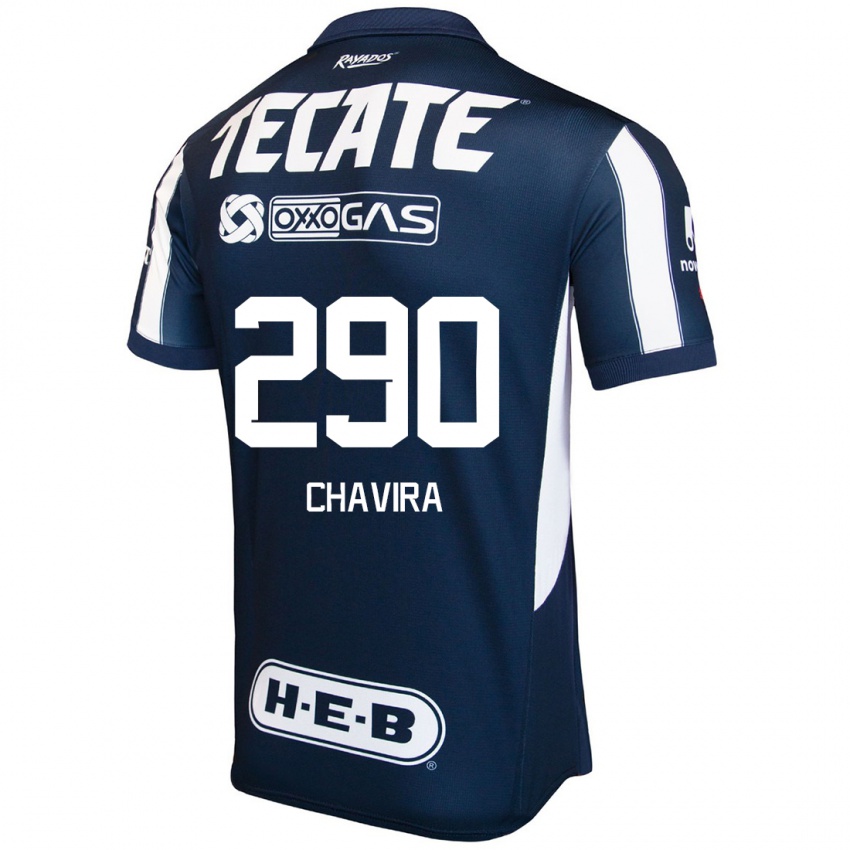 Hombre Camiseta Diego Chavira #290 Azul Rojo Blanco 1ª Equipación 2024/25 La Camisa Chile