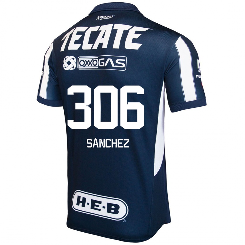 Hombre Camiseta Jorge Sánchez #306 Azul Rojo Blanco 1ª Equipación 2024/25 La Camisa Chile