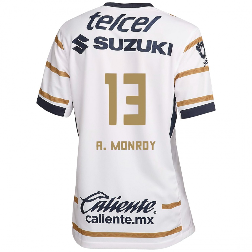 Hombre Camiseta Pablo Monroy #13 Obsidiana Blanca 1ª Equipación 2024/25 La Camisa Chile