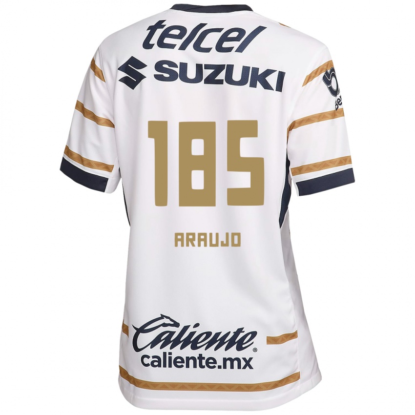 Hombre Camiseta Andrés Araujo #185 Obsidiana Blanca 1ª Equipación 2024/25 La Camisa Chile