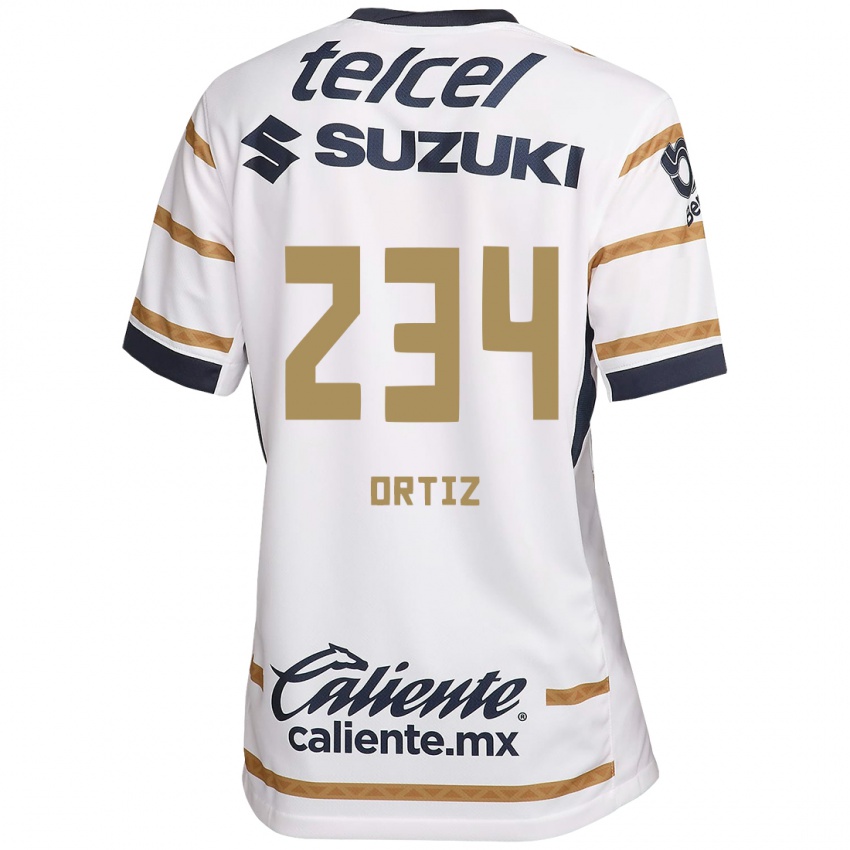 Hombre Camiseta Jorge Ortiz #234 Obsidiana Blanca 1ª Equipación 2024/25 La Camisa Chile