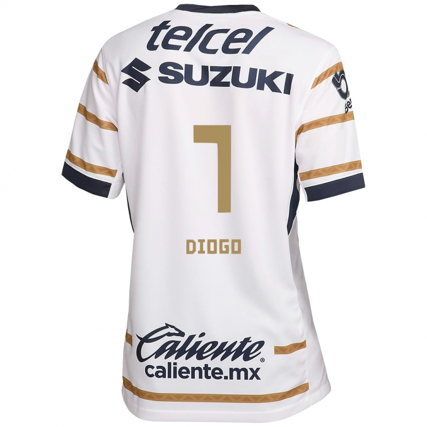 Hombre Camiseta Diogo #7 Obsidiana Blanca 1ª Equipación 2024/25 La Camisa Chile