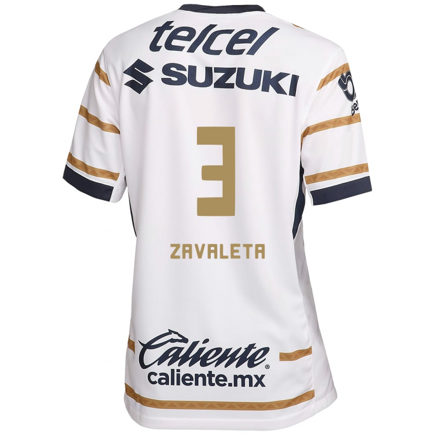 Hombre Camiseta Rebeca Zavaleta #3 Obsidiana Blanca 1ª Equipación 2024/25 La Camisa Chile