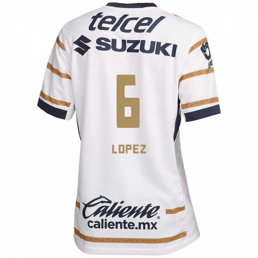 Hombre Camiseta Nathalia Lopez #6 Obsidiana Blanca 1ª Equipación 2024/25 La Camisa Chile