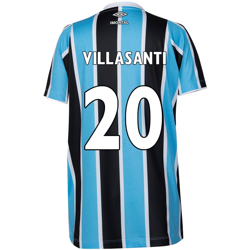 Hombre Camiseta Mathías Villasanti #20 Azul Negro Blanco 1ª Equipación 2024/25 La Camisa Chile