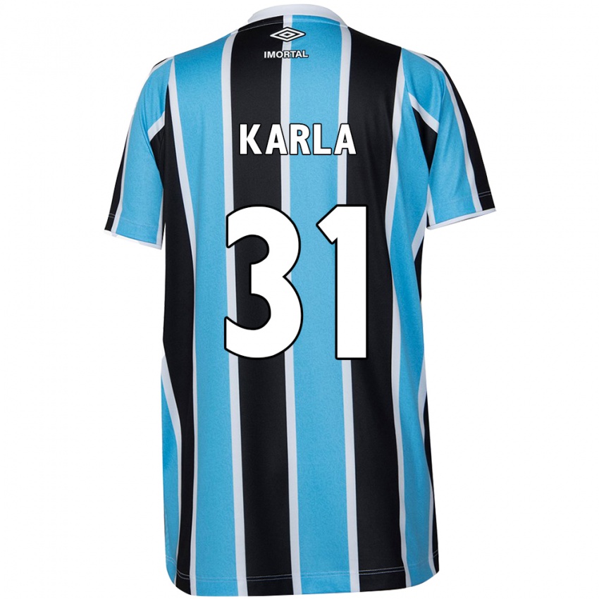 Hombre Camiseta Emmily Karla #31 Azul Negro Blanco 1ª Equipación 2024/25 La Camisa Chile