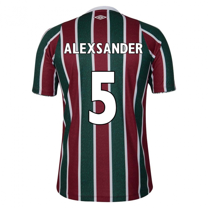 Hombre Camiseta Alexsander #5 Verde Granate Blanco 1ª Equipación 2024/25 La Camisa Chile