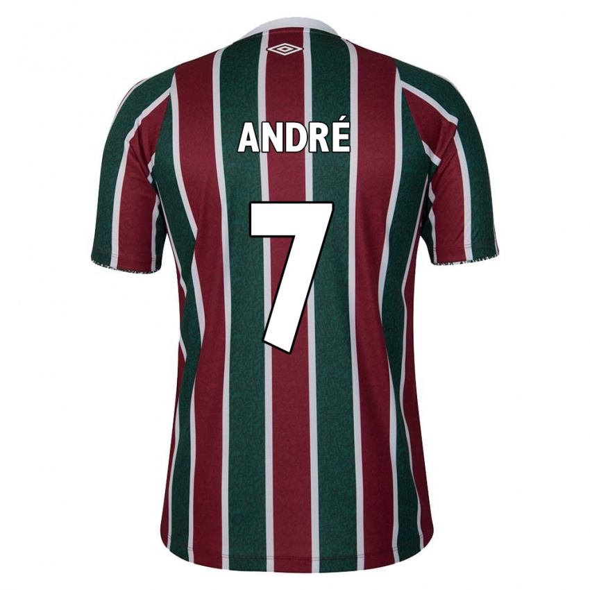 Hombre Camiseta André #7 Verde Granate Blanco 1ª Equipación 2024/25 La Camisa Chile