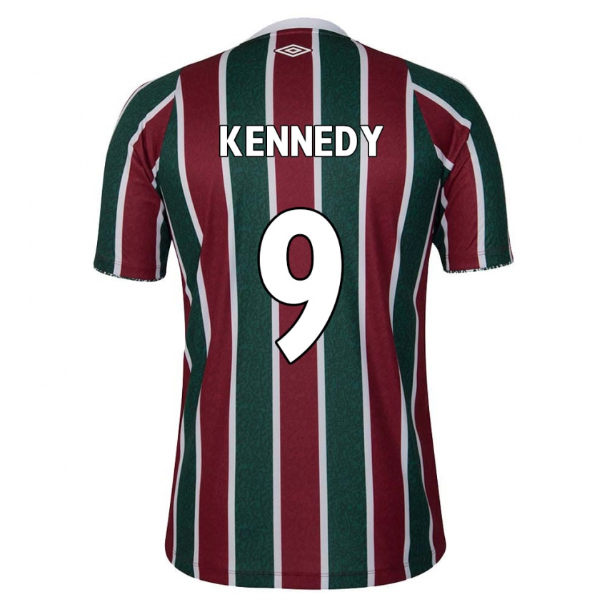 Hombre Camiseta John Kennedy #9 Verde Granate Blanco 1ª Equipación 2024/25 La Camisa Chile