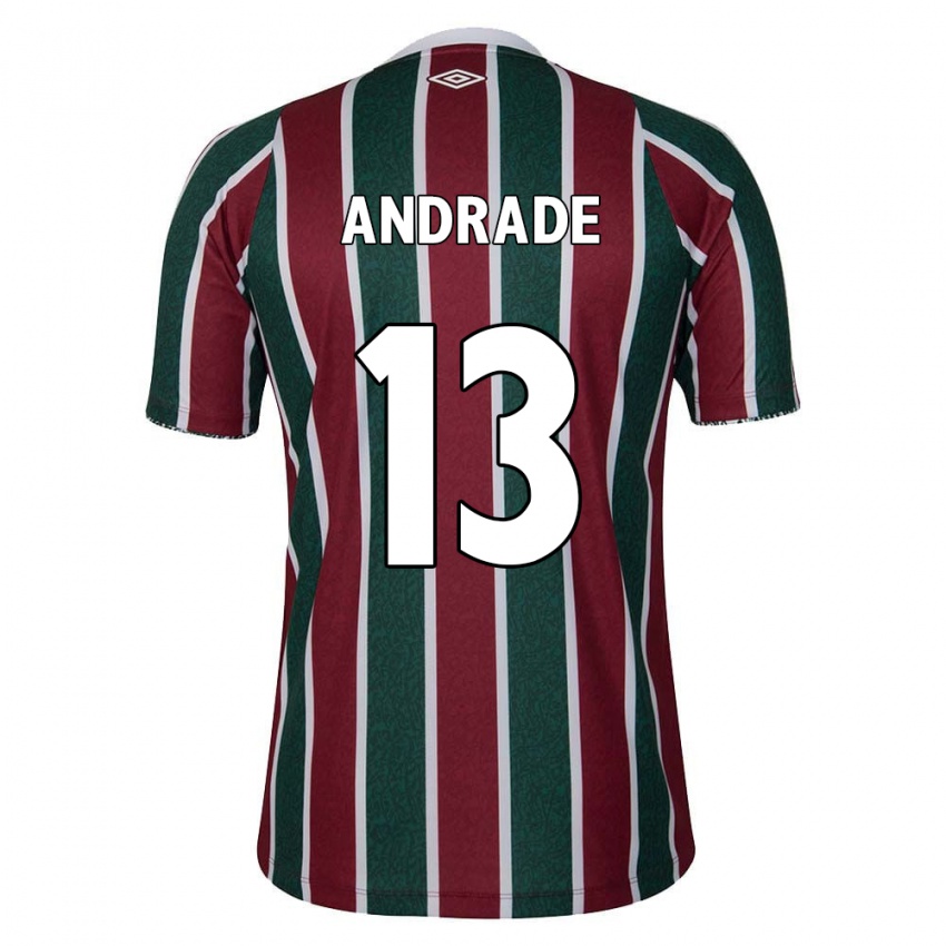 Hombre Camiseta Felipe Andrade #13 Verde Granate Blanco 1ª Equipación 2024/25 La Camisa Chile