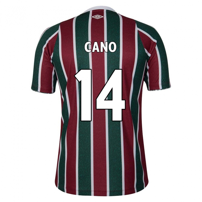 Hombre Camiseta Germán Cano #14 Verde Granate Blanco 1ª Equipación 2024/25 La Camisa Chile