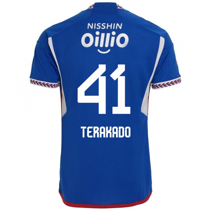 Hombre Camiseta Riku Terakado #41 Azul Blanco Rojo 1ª Equipación 2024/25 La Camisa Chile