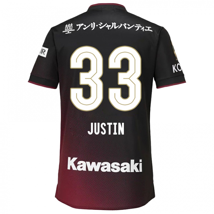 Hombre Camiseta Justin Homma #33 Negro Rojo 1ª Equipación 2024/25 La Camisa Chile