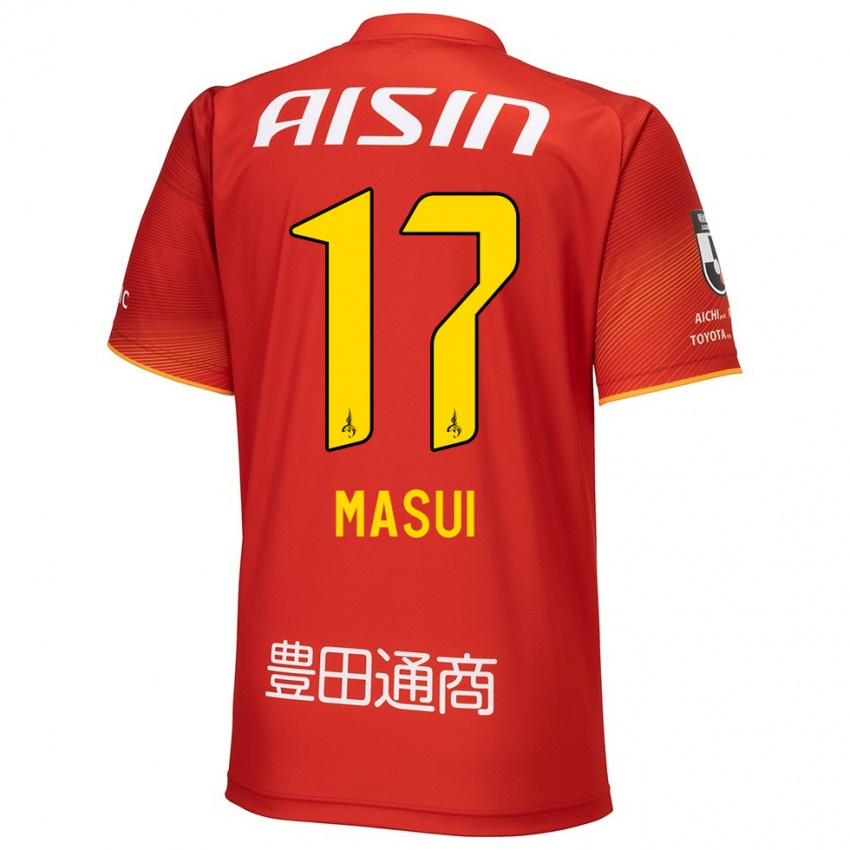 Hombre Camiseta Ken Masui #17 Rojo Blanco Amarillo 1ª Equipación 2024/25 La Camisa Chile