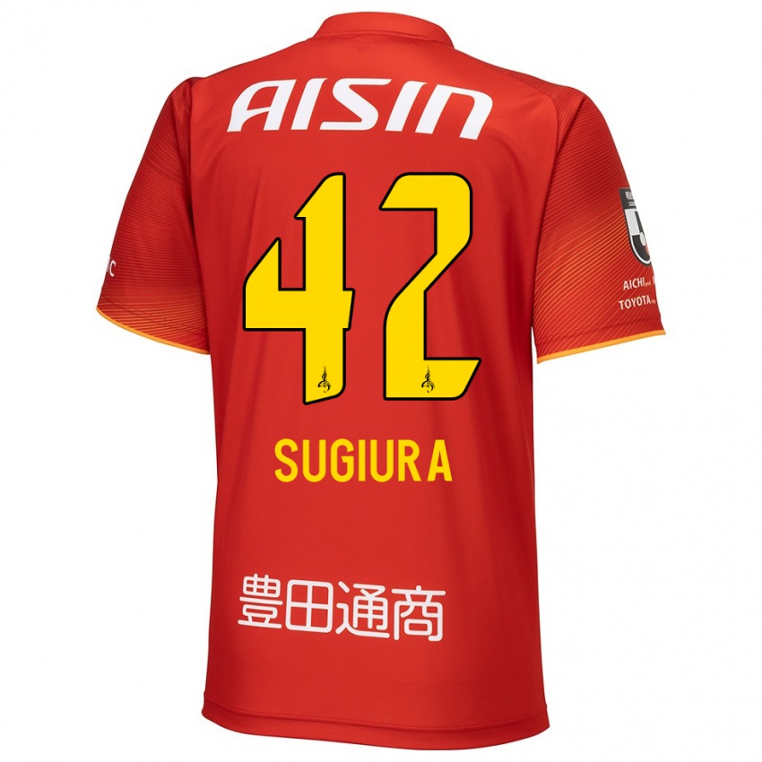 Hombre Camiseta Shungo Sugiura #42 Rojo Blanco Amarillo 1ª Equipación 2024/25 La Camisa Chile