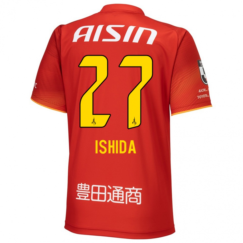 Hombre Camiseta Kakeru Ishida #27 Rojo Blanco Amarillo 1ª Equipación 2024/25 La Camisa Chile