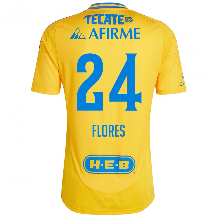 Hombre Camiseta Marcelo Flores #24 Oro Amarillo 1ª Equipación 2024/25 La Camisa Chile