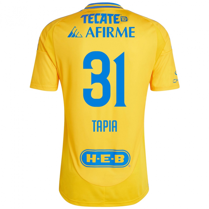 Hombre Camiseta Fernando Tapia #31 Oro Amarillo 1ª Equipación 2024/25 La Camisa Chile