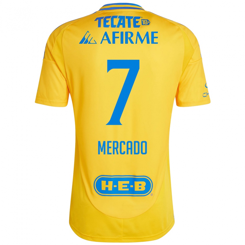 Hombre Camiseta Liliana Mercado #7 Oro Amarillo 1ª Equipación 2024/25 La Camisa Chile