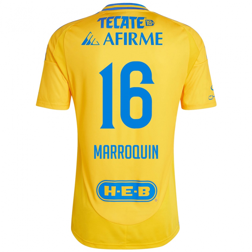 Hombre Camiseta Ammanda Marroquin #16 Oro Amarillo 1ª Equipación 2024/25 La Camisa Chile