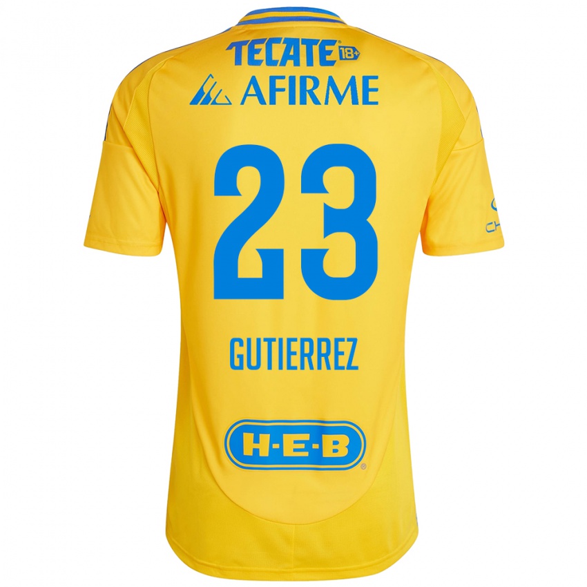 Hombre Camiseta Jana Gutierrez #23 Oro Amarillo 1ª Equipación 2024/25 La Camisa Chile