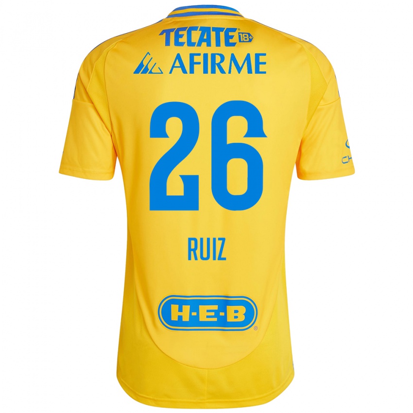 Hombre Camiseta Michel Ruiz #26 Oro Amarillo 1ª Equipación 2024/25 La Camisa Chile