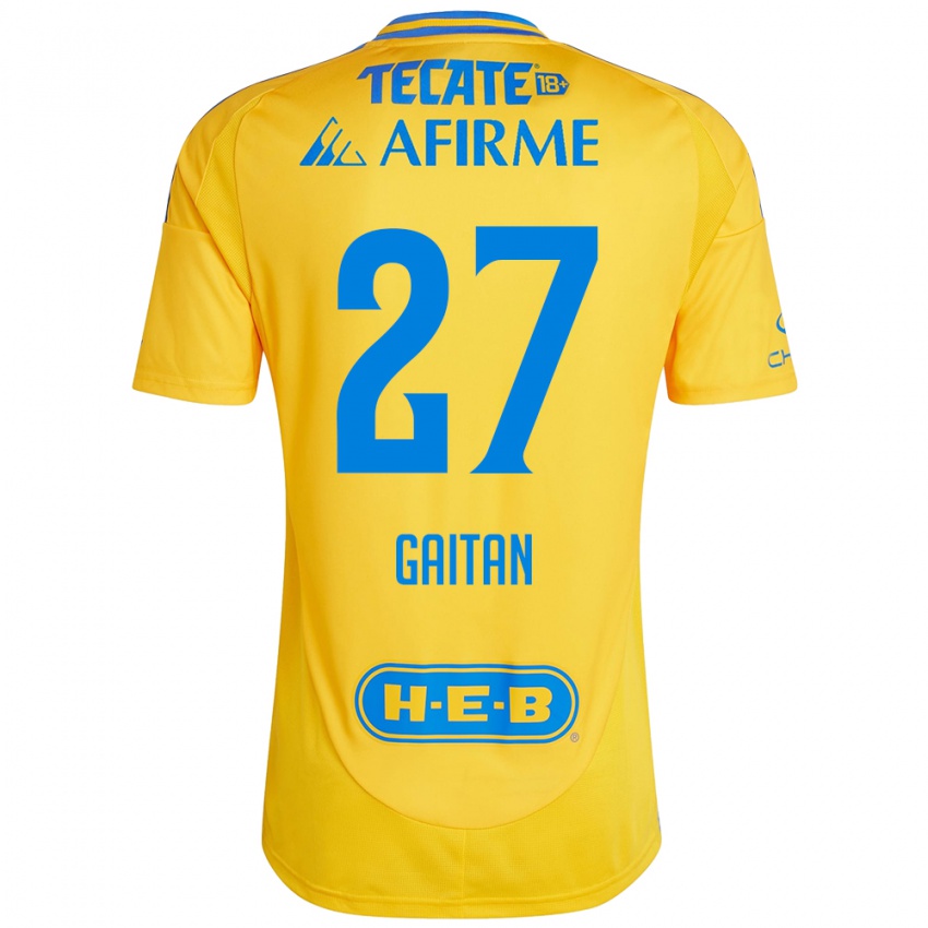 Hombre Camiseta Natalia Gaitan #27 Oro Amarillo 1ª Equipación 2024/25 La Camisa Chile