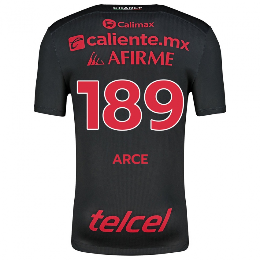 Hombre Camiseta Diego Arce #189 Negro Rojo 1ª Equipación 2024/25 La Camisa Chile