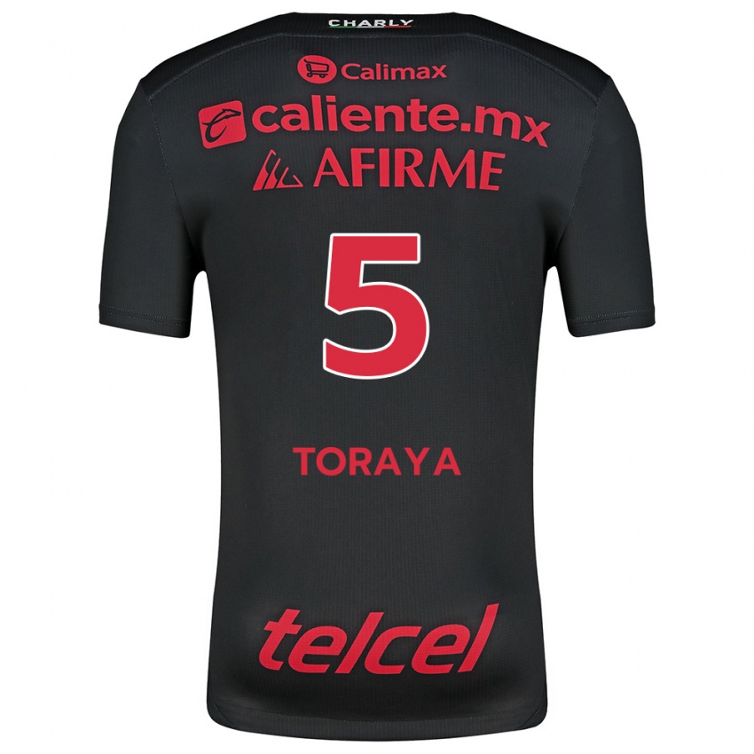 Hombre Camiseta Yadira Toraya #5 Negro Rojo 1ª Equipación 2024/25 La Camisa Chile