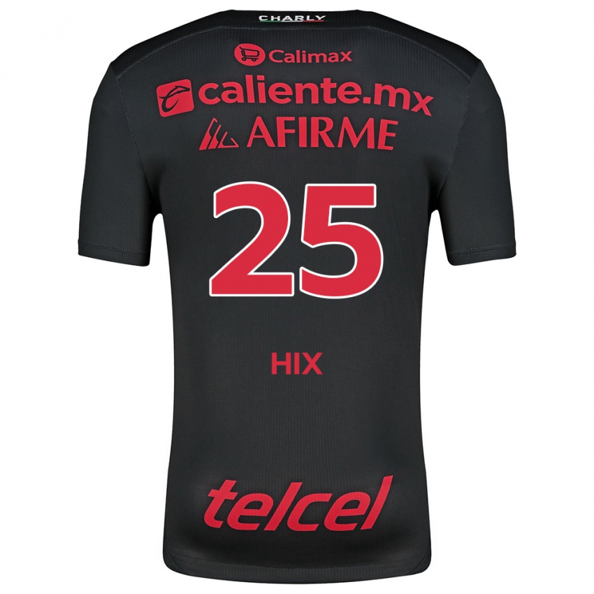 Hombre Camiseta Angelina Hix #25 Negro Rojo 1ª Equipación 2024/25 La Camisa Chile