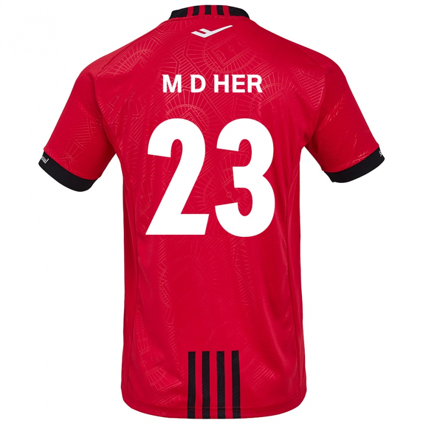 Hombre Camiseta Dong-Min Her #23 Negro Rojo 1ª Equipación 2024/25 La Camisa Chile