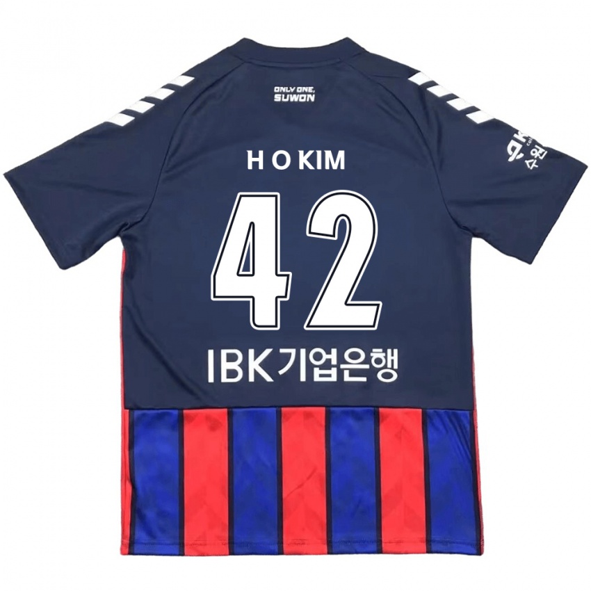 Hombre Camiseta One-Hyung Kim #42 Azul Rojo 1ª Equipación 2024/25 La Camisa Chile