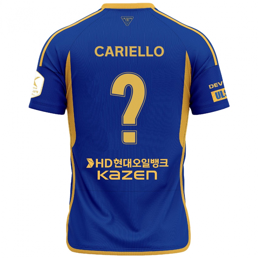 Hombre Camiseta Yago Cariello #0 Azul Amarillo 1ª Equipación 2024/25 La Camisa Chile