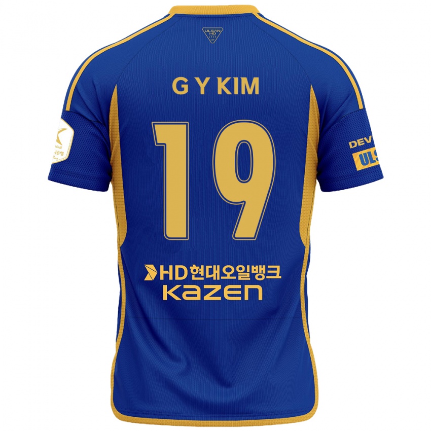 Hombre Camiseta Young-Gwon Kim #19 Azul Amarillo 1ª Equipación 2024/25 La Camisa Chile