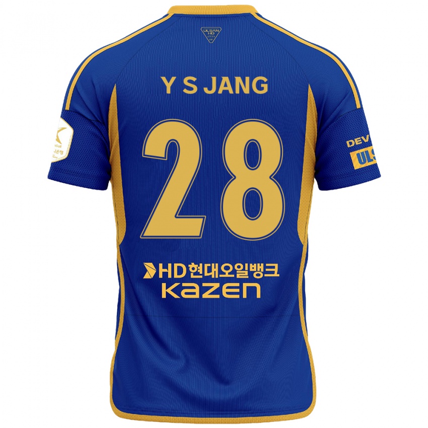 Hombre Camiseta See-Young Jang #28 Azul Amarillo 1ª Equipación 2024/25 La Camisa Chile