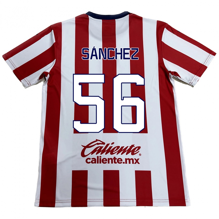 Hombre Camiseta Benjamín Sánchez #56 Rojo Blanco 1ª Equipación 2024/25 La Camisa Chile