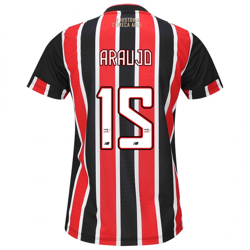 Hombre Camiseta Michel Araújo #15 Negro Rojo Blanco 2ª Equipación 2024/25 La Camisa Chile