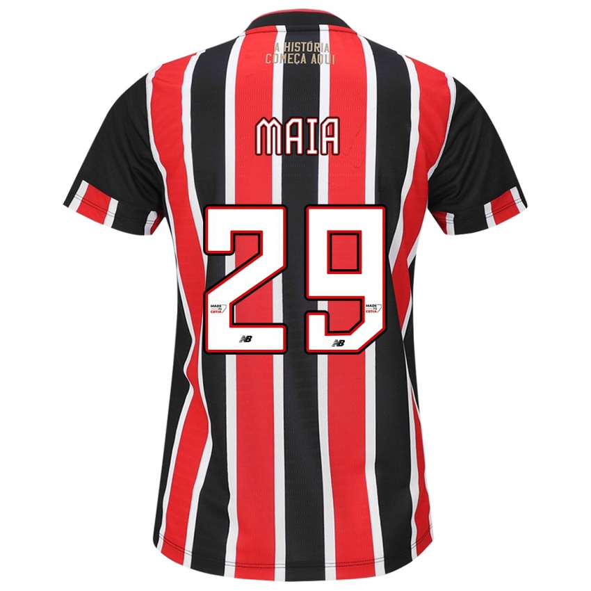 Hombre Camiseta Pablo Maia #29 Negro Rojo Blanco 2ª Equipación 2024/25 La Camisa Chile