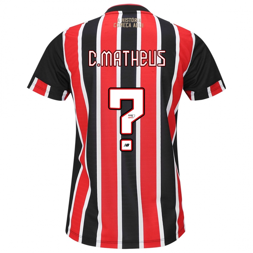 Hombre Camiseta Caio Matheus #0 Negro Rojo Blanco 2ª Equipación 2024/25 La Camisa Chile