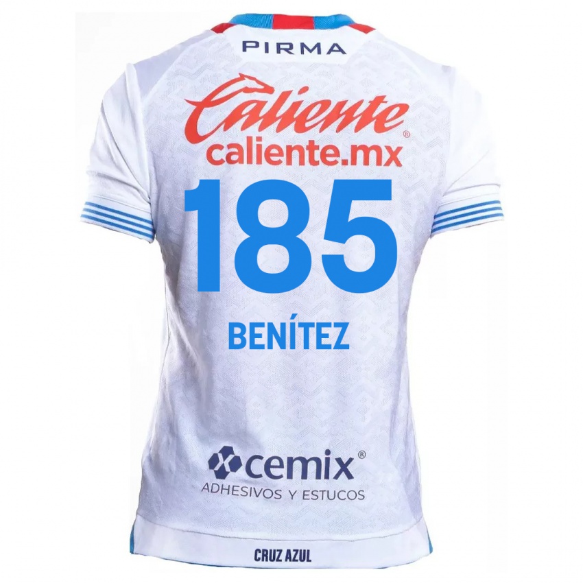 Hombre Camiseta Cristopher Benitez #185 Blanco Azul 2ª Equipación 2024/25 La Camisa Chile